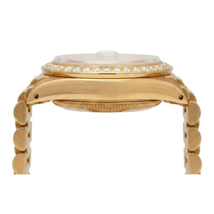 Rolex Champagne Stick Dial President Watch Dj Diamond Bezel Yg