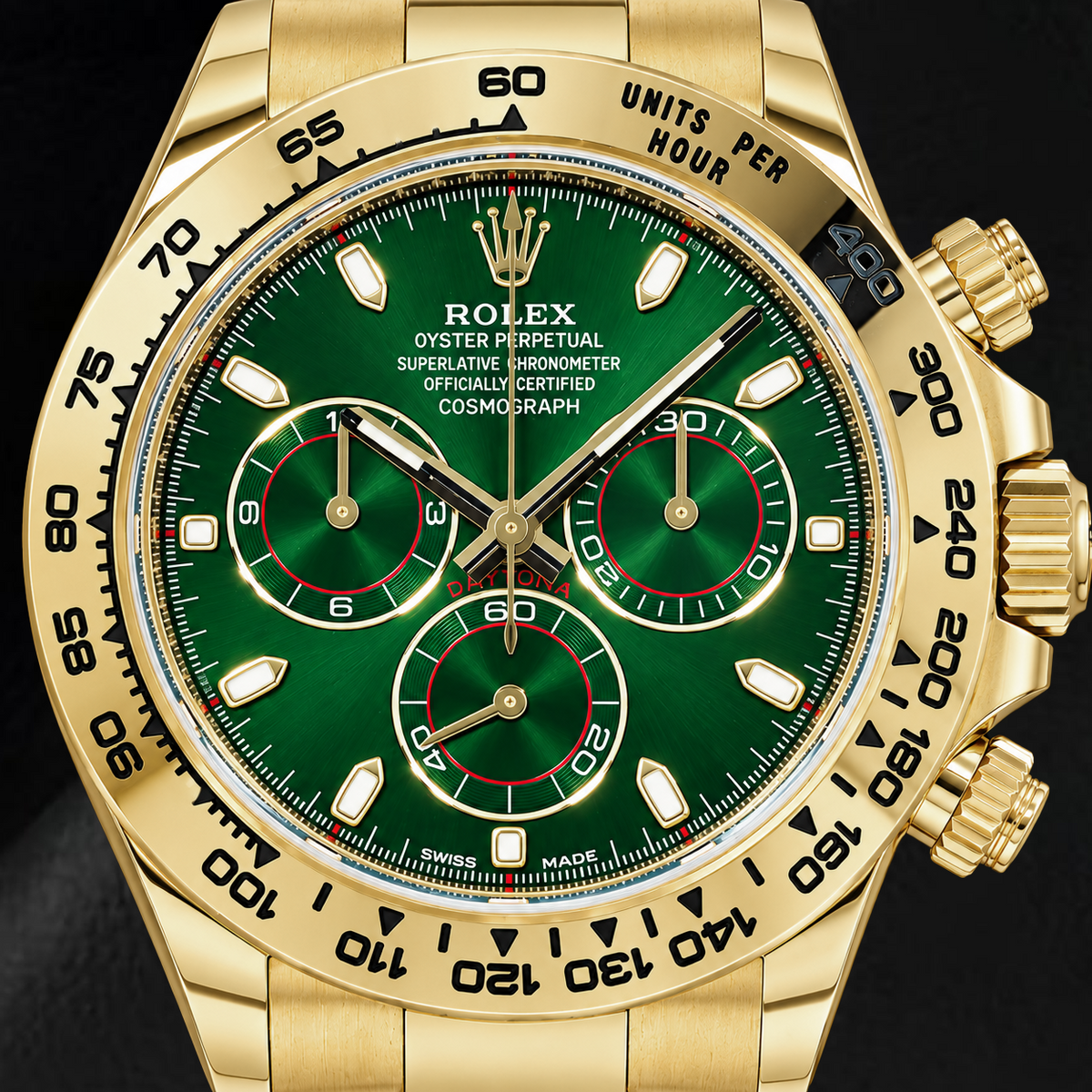 Rolex Cosmograph Daytona 116508 40mm Green Luminous Dial Yellow Gold Watch