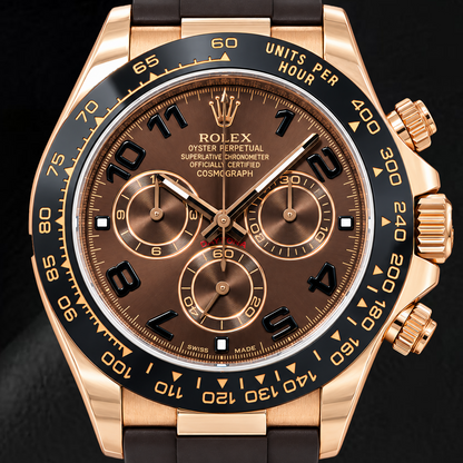 Rolex Cosmograph Daytona 116515LN 40mm Chocolate Arabic Dial Brown Rubber Strap Watch