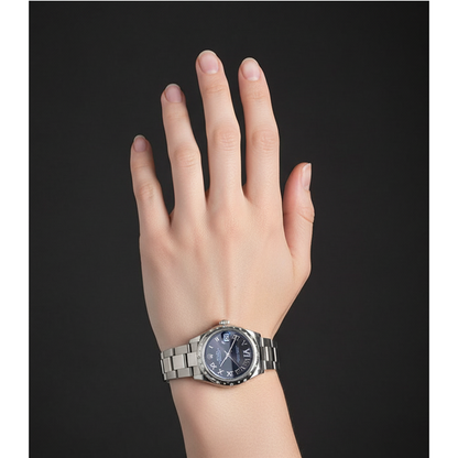 Rolex Date-just 31mm Grey Roman Oyster Diamond Steel Ladies Watch