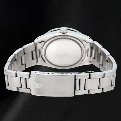 Rolex Date 1500 34mm Black Mother Of Pearl Diamond Dial Two Tone Watch