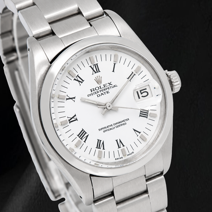 Rolex Date 1500 White Roman Dial 34mm Stainless Steel Watch