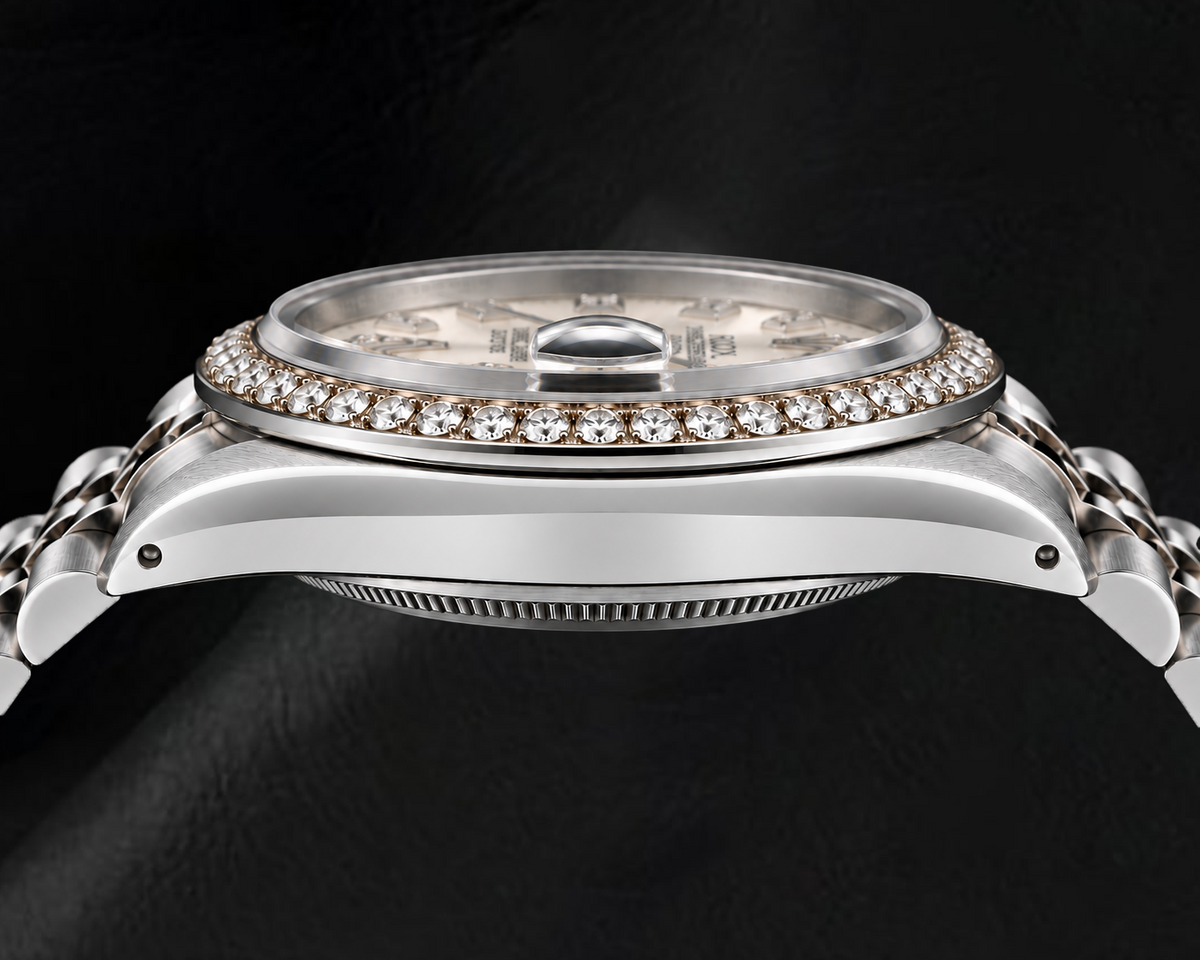 Rolex Date 1501 34mm Silver Diamond Dial Stainless Steel Watch 
