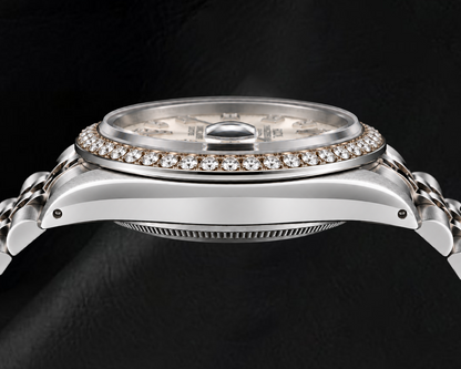 Rolex Date 1501 34mm Silver Diamond Dial Stainless Steel Watch 