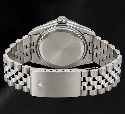 Rolex Date 1501 34mm Silver Diamond Dial Stainless Steel Watch 