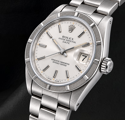 Rolex Date 1501 34mm Silver Stick Dial Stainless Steel Watch
