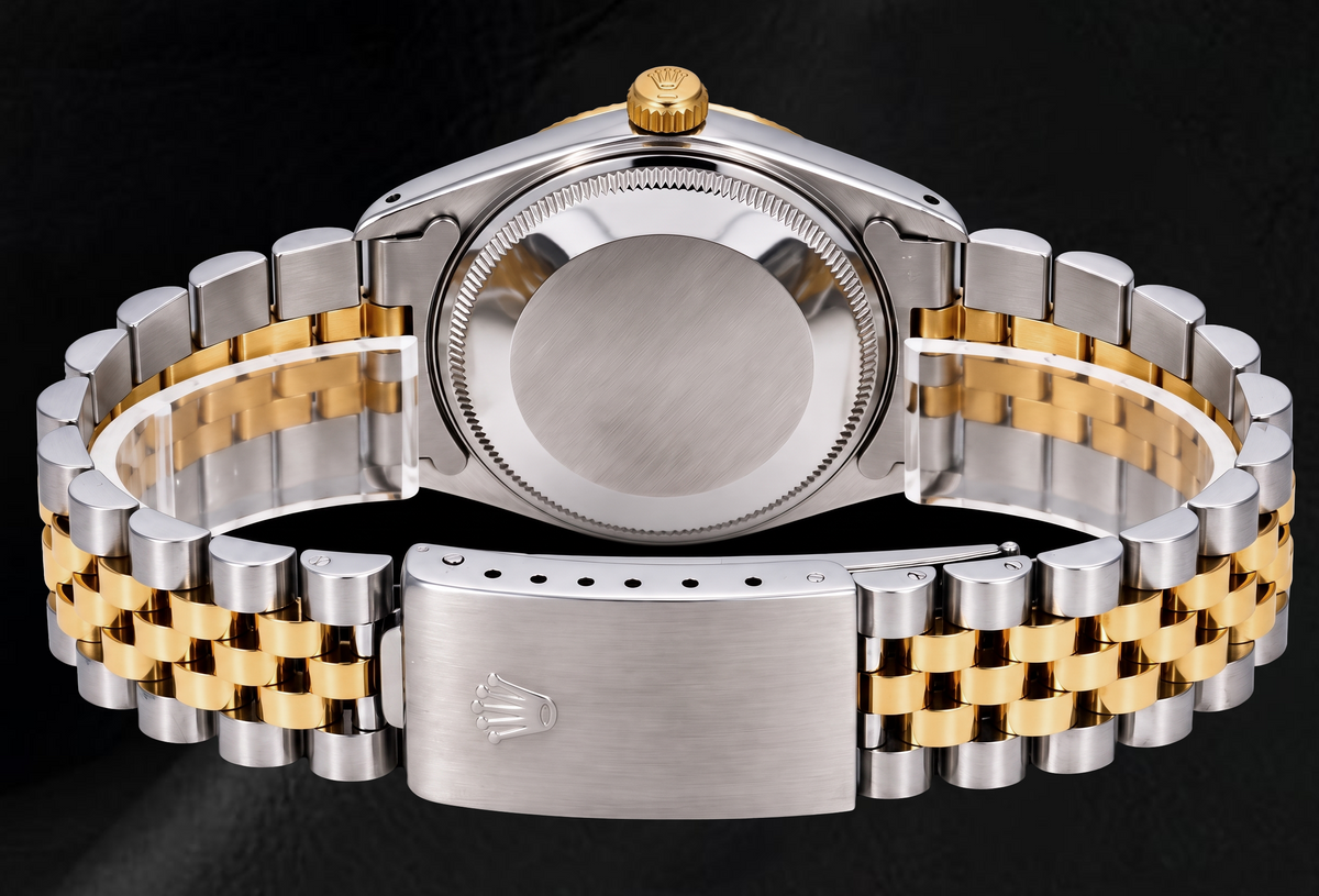 Rolex Date 1502 34mm Champagne Stick Dial Two Tone Watch