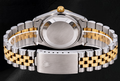 Rolex Date 1502 34mm Champagne Stick Dial Two Tone Watch