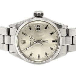 Rolex Date 26 mm Silver Stick Dial Stainless Steel Watch