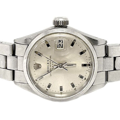 Rolex Date 26 mm Silver Stick Dial Stainless Steel Watch