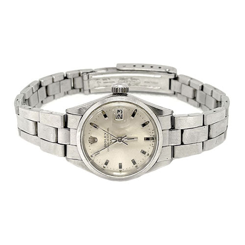 Rolex Date 26 mm Silver Stick Dial Stainless Steel Watch