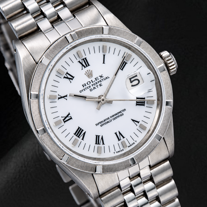 Rolex Date 34MM 15010 White Roman Dial Stainless Steel Jubilee Bracelet Watch
