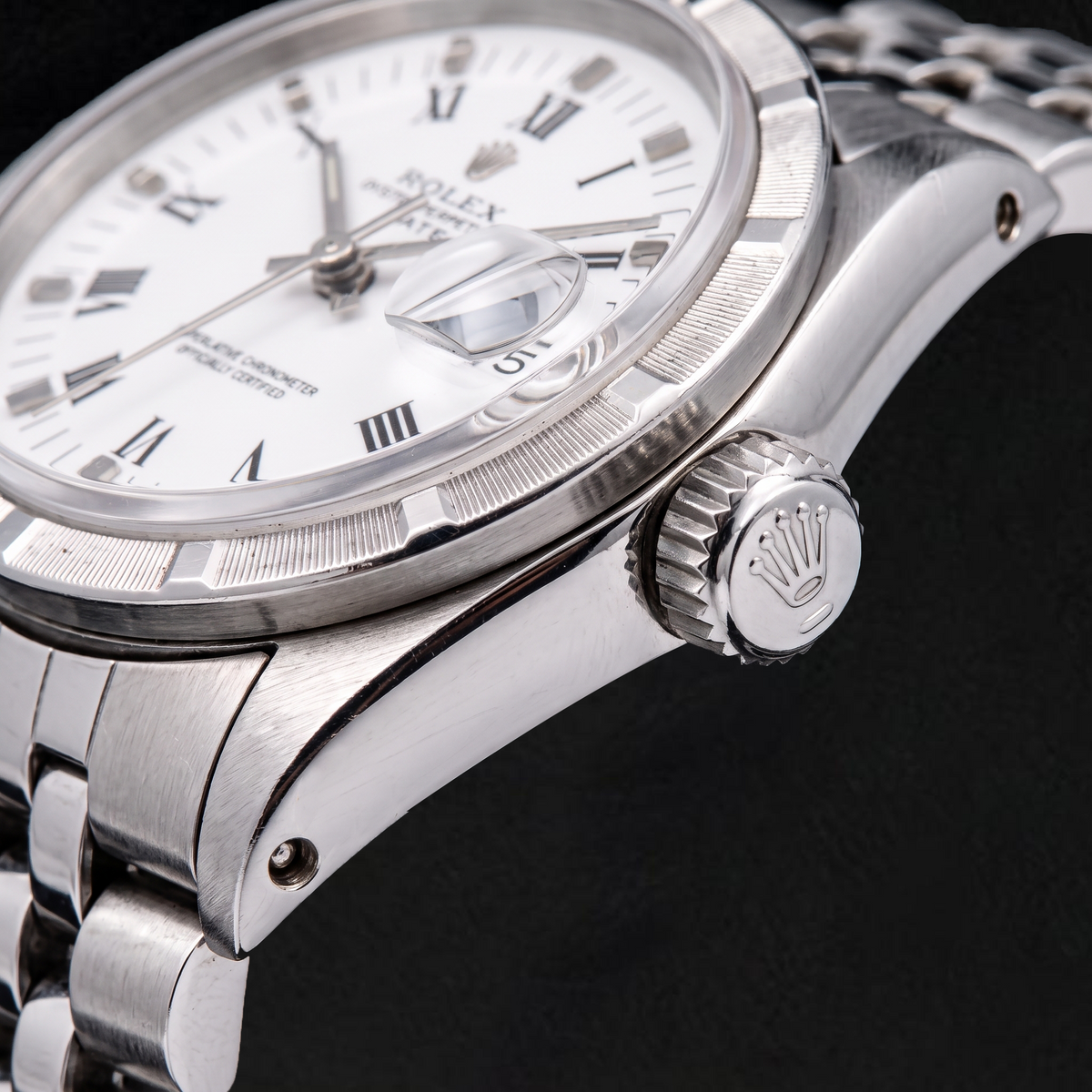 Rolex Date 34MM 15010 White Roman Dial Stainless Steel Jubilee Bracelet Watch