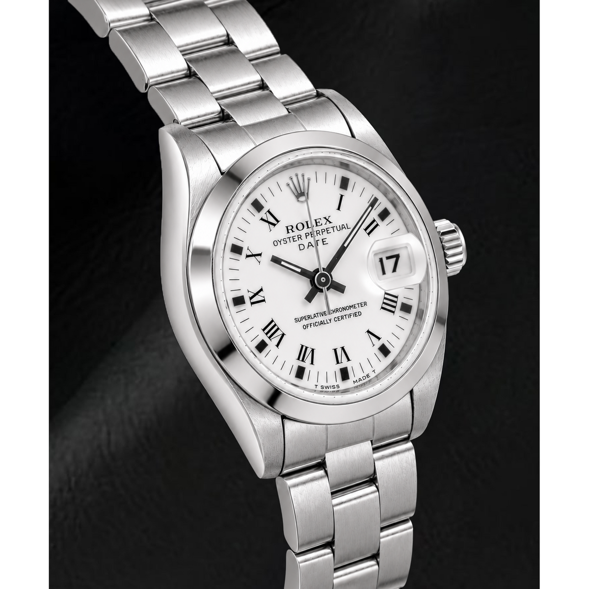Rolex Date 69160 26mm White Roman Dial Stainless Steel Watch