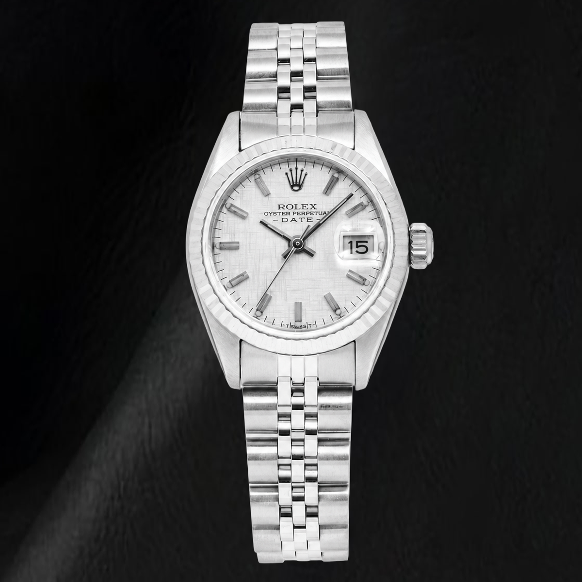 Rolex Date 6916 26mm Silver Linen Dial Stainless Steel Jubilee Bracelet Watch