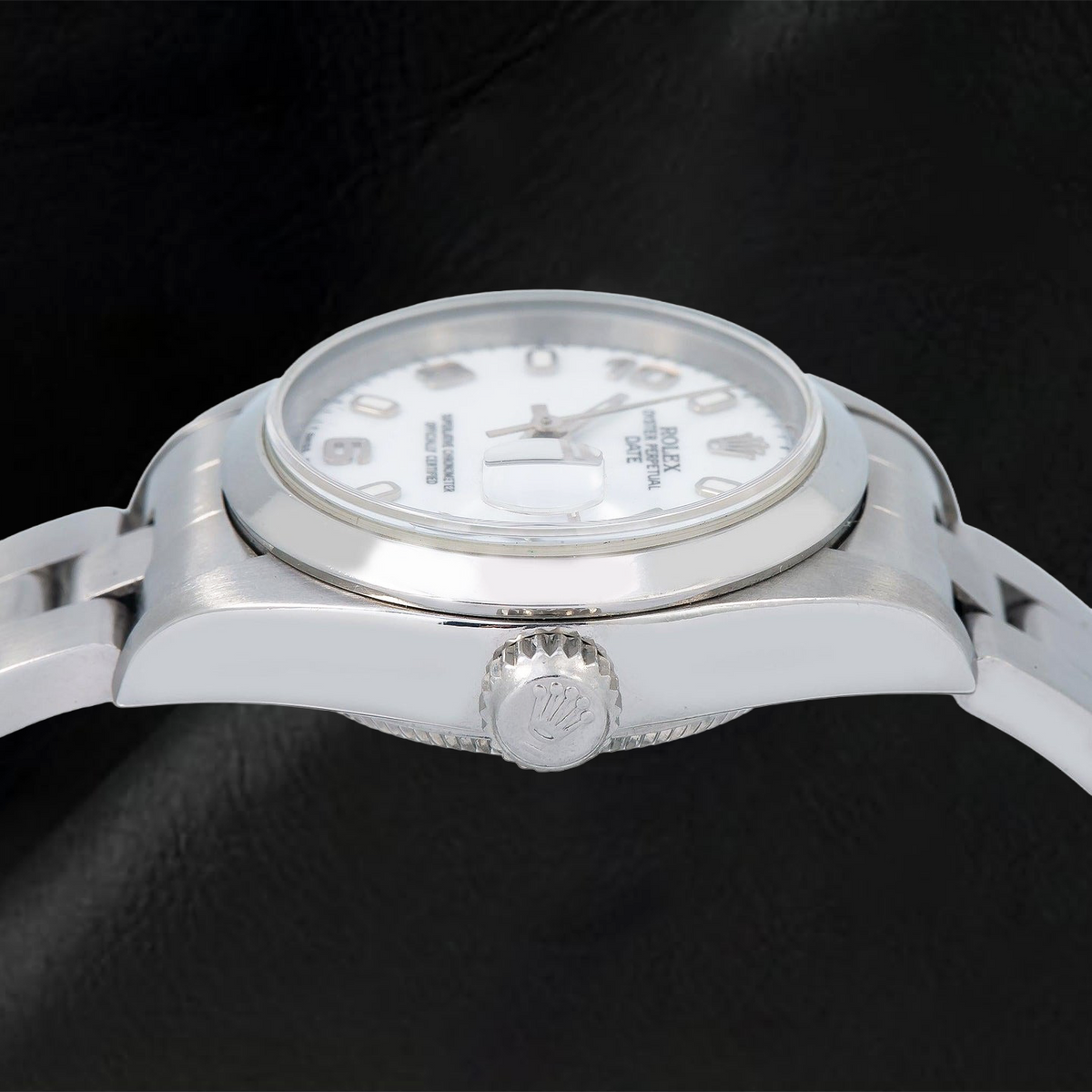 Rolex Date 6916 26mm White Arabic Dial Smooth Bezel Stainless Steel Watch