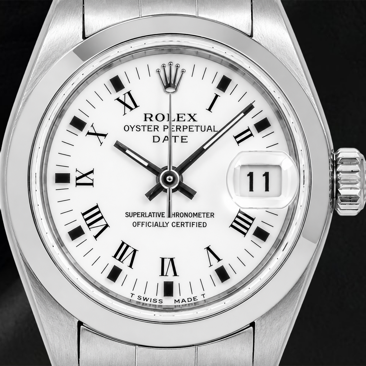Rolex Date 6916 26mm White Roman Dial Stainless Steel Oyster Bracelet Watch