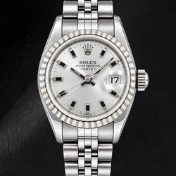 Rolex Date 6924 26mm Silver Luminous Stick Dial Stainless Steel Watch