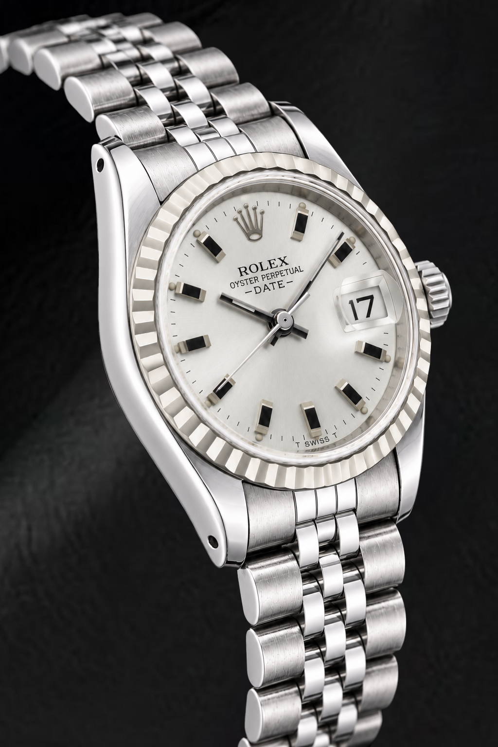 Rolex Date 6924 26mm Silver Luminous Stick Dial Stainless Steel Watch