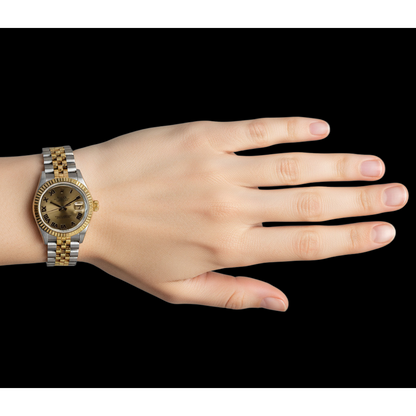 Rolex Date Just Watch Jubilee Bracelet Fluted Bezel Ss Gold Midsize P4