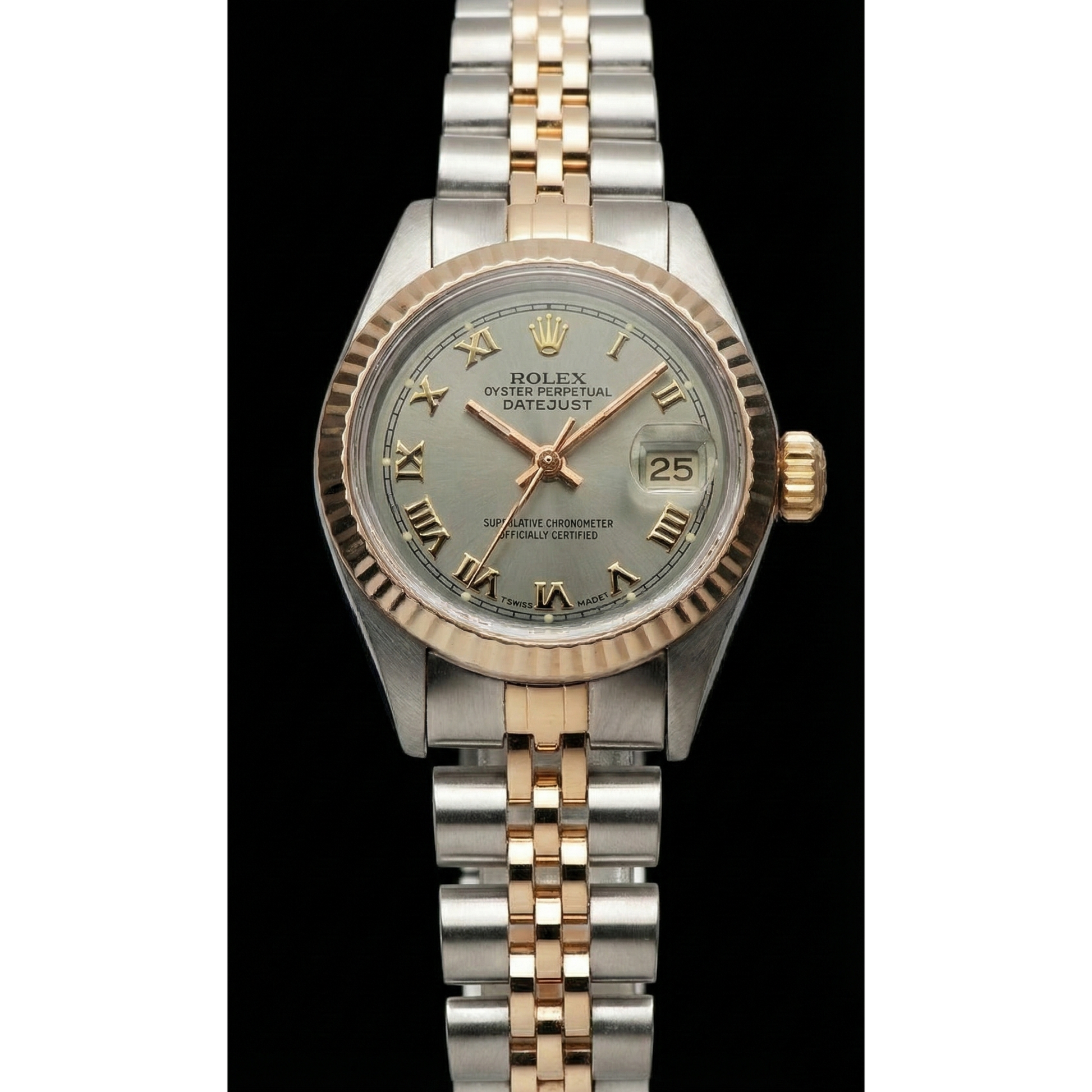 Rolex Date Just Women Watch Ss & Yellow Gold Fluted Bezel