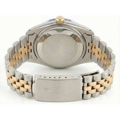 Rolex Date Watch Silver Stick Dial Diamond Bezel Ss & Gold Jubilee