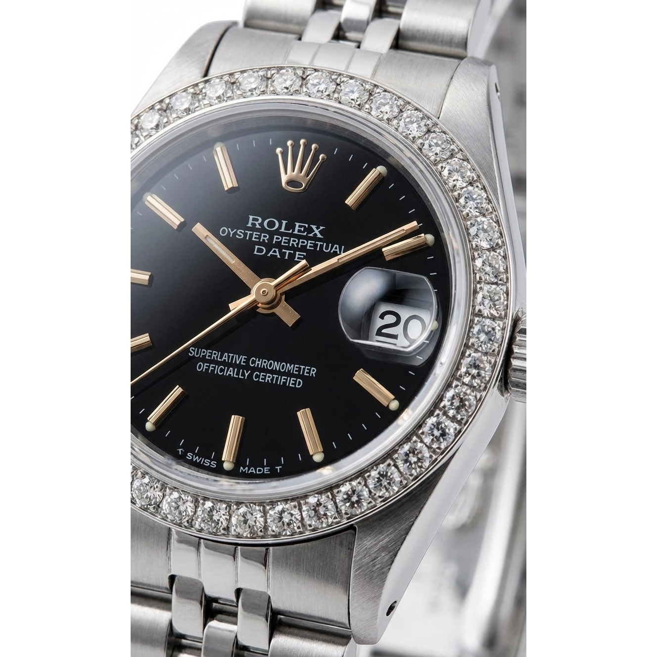 Rolex Date Watch Stainless Steel Jubilee Black Stick Dial  Bezel