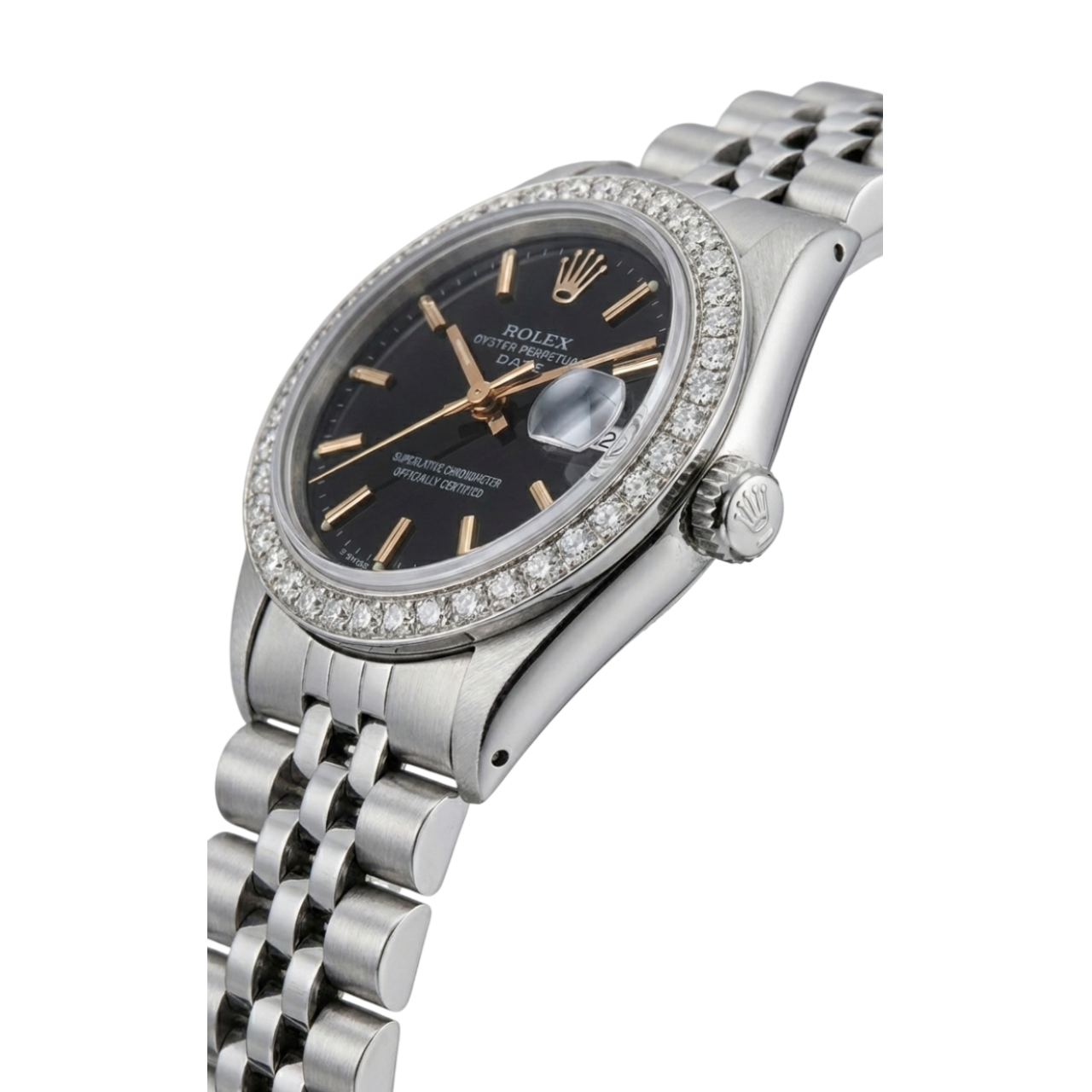 Rolex Date Watch Stainless Steel Jubilee Black Stick Dial  Bezel