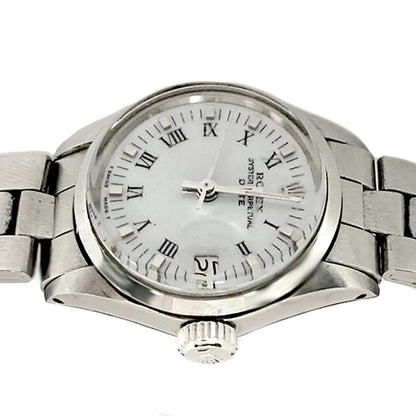 Rolex Date White Roman Stainless Steel 26 mm Ladies Watch
