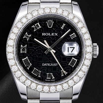 Rolex Datejust 116200 36mm Black Jubilee Roman Dial Stainless Steel Watch