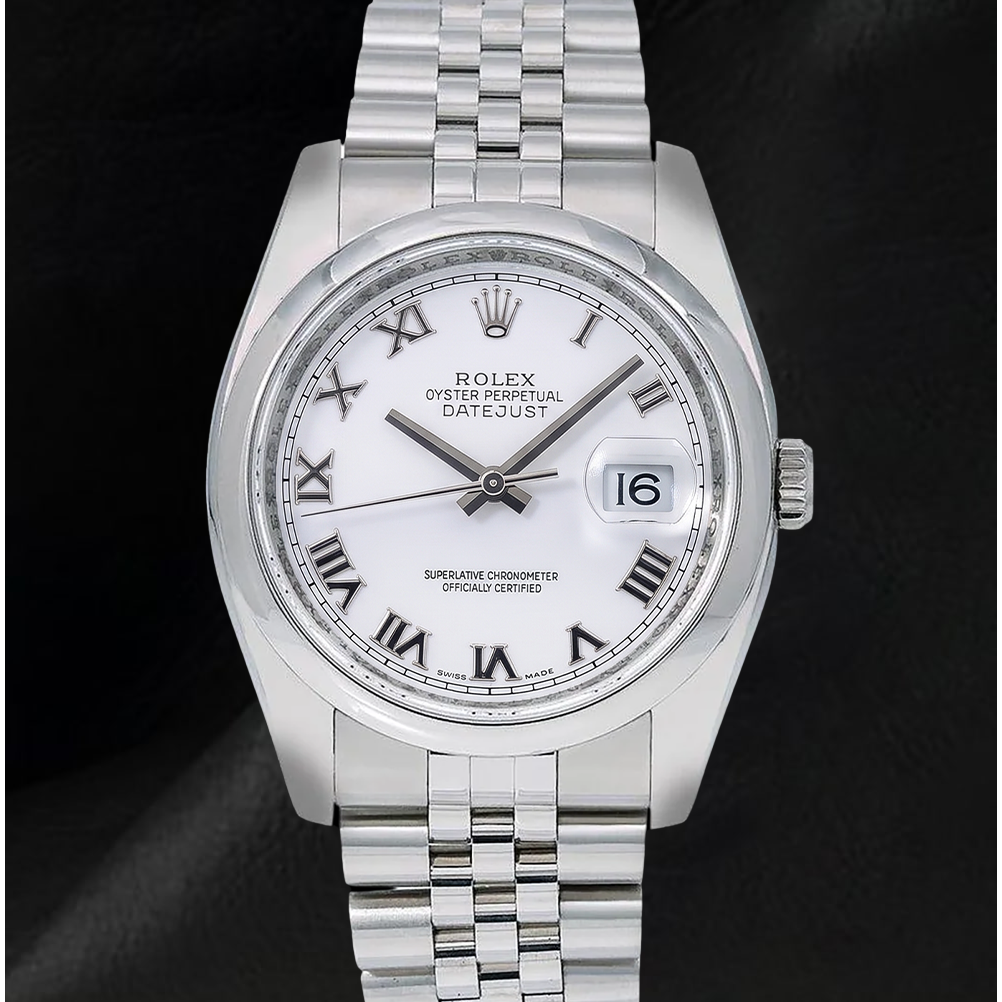 Rolex Datejust 116200 36mm White Roman Dial Stainless Steel Watch