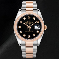 Rolex Datejust 116201 36mm Black Diamond Dial Two Tone Watch