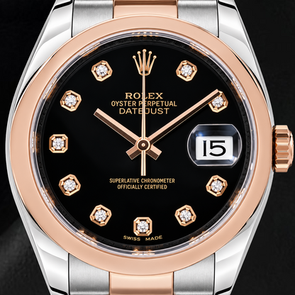 Rolex Datejust 116201 36mm Black Diamond Dial Two Tone Watch