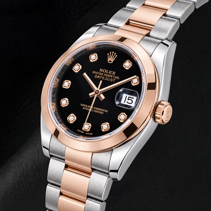 Rolex Datejust 116201 36mm Black Diamond Dial Two Tone Watch