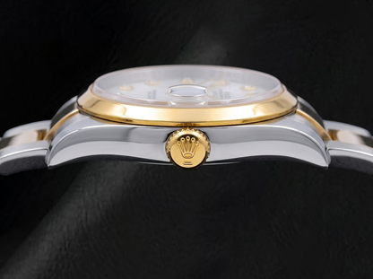 Rolex Datejust 116203 36mm White Mother Of Pearl Diamond Dial Two Tone Watch