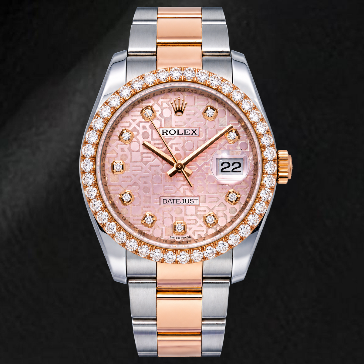 Rolex Datejust 116231 36mm Pink Jubilee Diamond Dial Two Tone Oyster Bracelet Watch