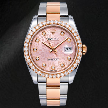 Rolex Datejust 116231 36mm Pink Jubilee Diamond Dial Two Tone Oyster Bracelet Watch