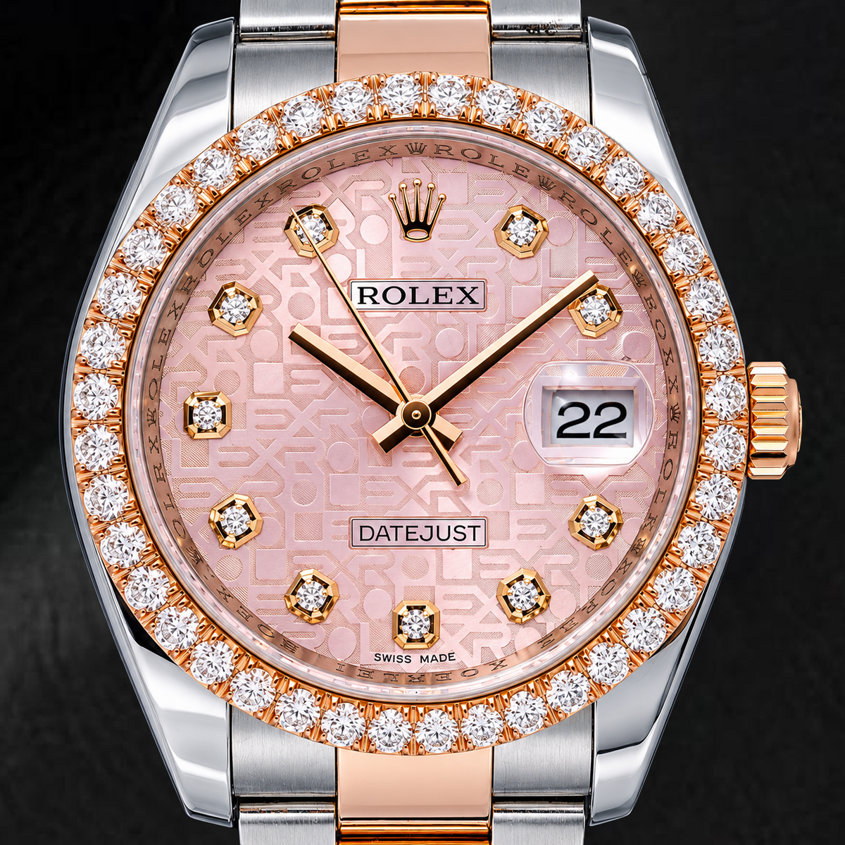 Rolex Datejust 116231 36mm Pink Jubilee Diamond Dial Two Tone Oyster Bracelet Watch