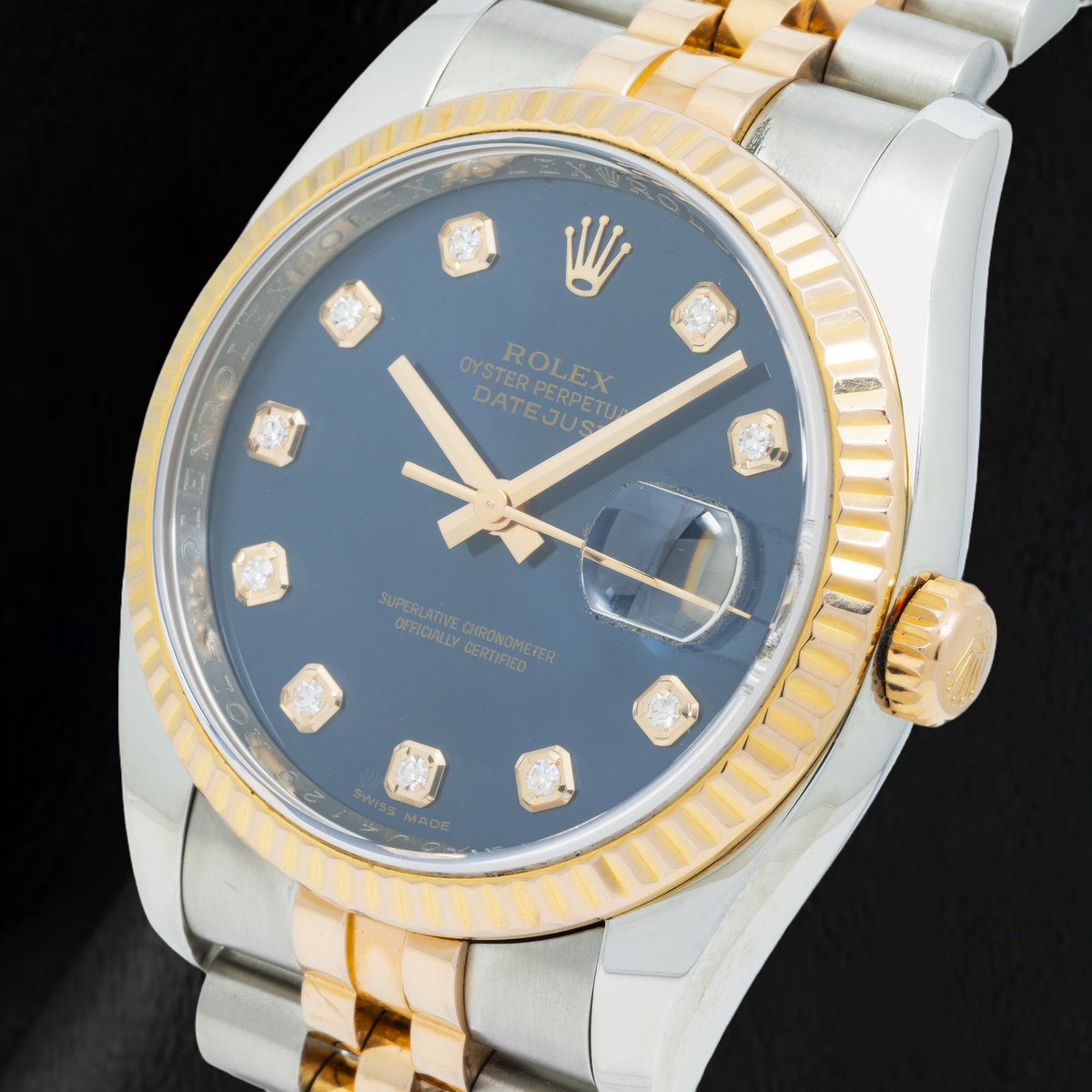 Rolex Datejust 116233 36mm Blue Diamond Dial Two Tone Watch