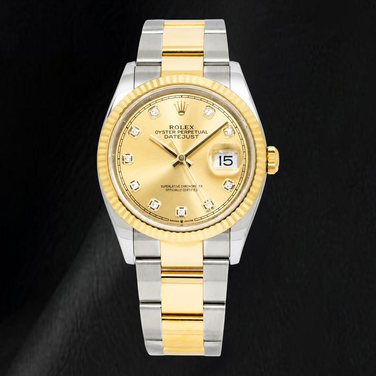 Rolex Datejust 116233 36mm Champagne Diamond Dial Two Tone Watch
