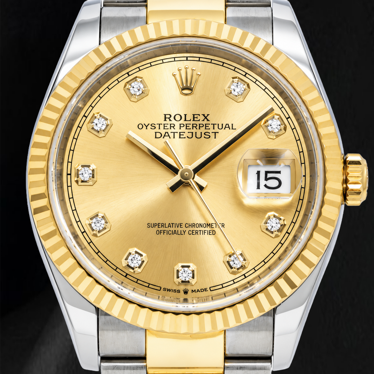 Rolex Datejust 116233 36mm Champagne Diamond Dial Two Tone Watch