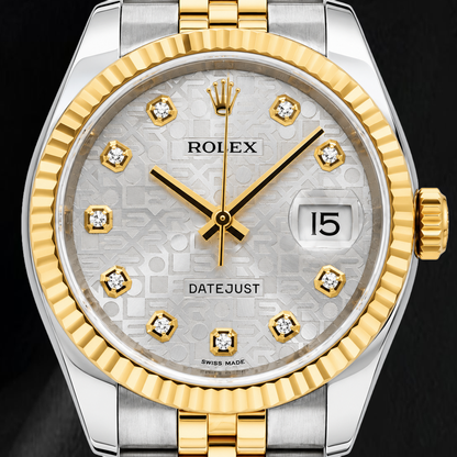 Rolex Datejust 116233 36mm Silver Jubilee Diamond Dial Two Tone Watch