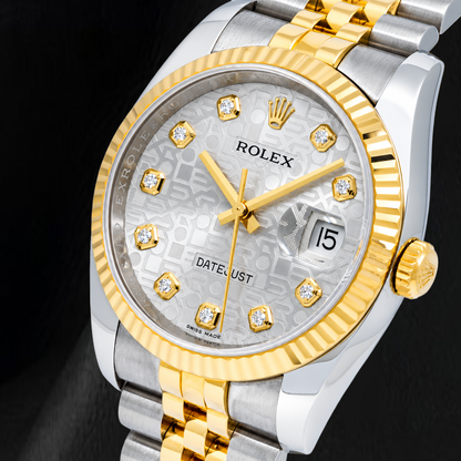 Rolex Datejust 116233 36mm Silver Jubilee Diamond Dial Two Tone Watch