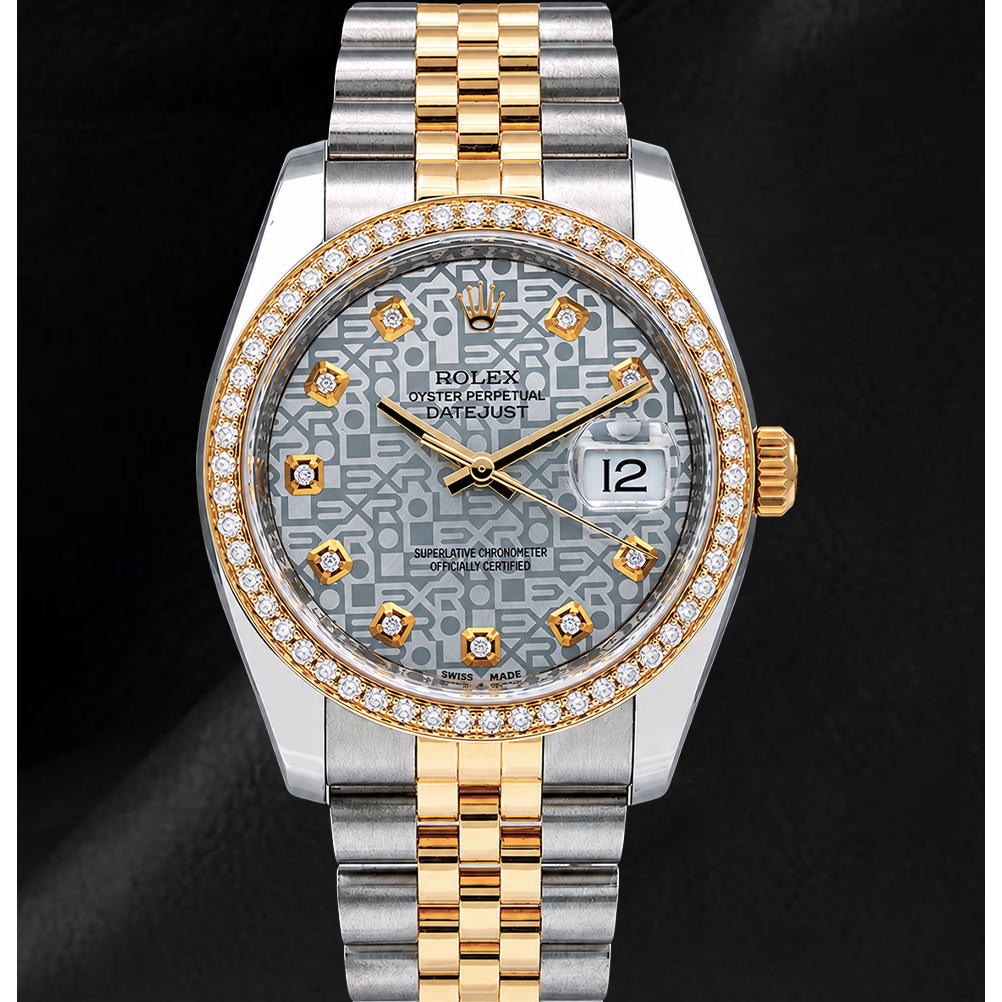 Rolex Datejust 116233 Silver Diamond Dial 36mm Two Tone Watch