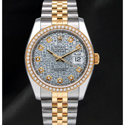Rolex Datejust 116233 Silver Diamond Dial 36mm Two Tone Watch