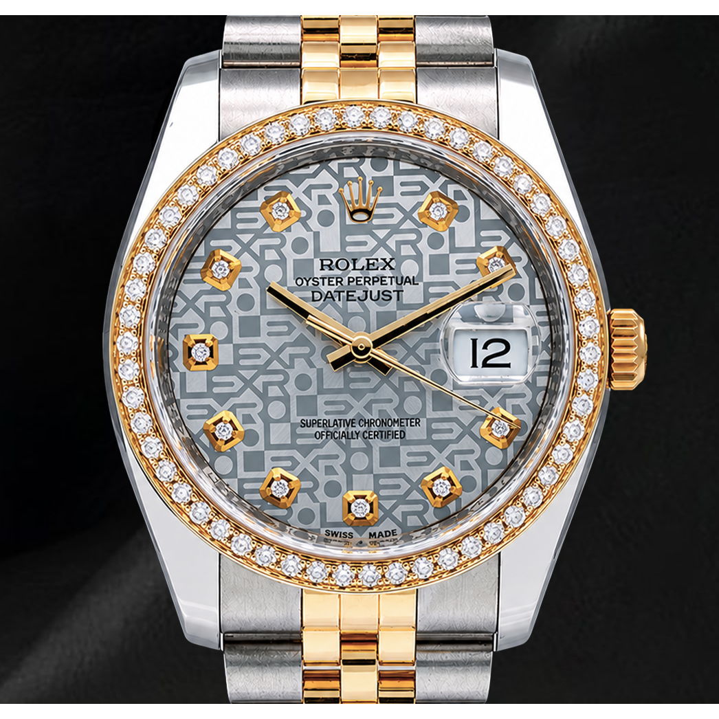 Rolex Datejust 116233 Silver Diamond Dial 36mm Two Tone Watch