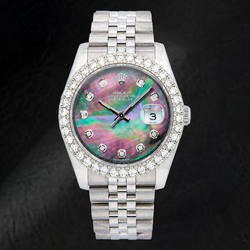 Rolex Datejust 116234 36mm Black Mother of Pearl Diamond Dial Stainless Steel Watch