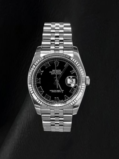Rolex Datejust 116234 36mm Black Roman Dial Stainless Steel Watch