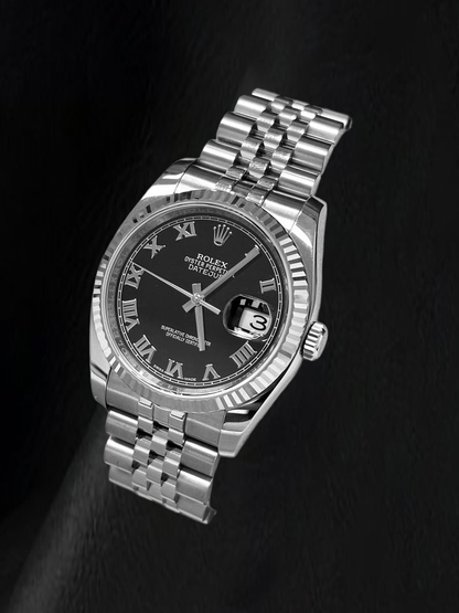 Rolex Datejust 116234 36mm Black Roman Dial Stainless Steel Watch