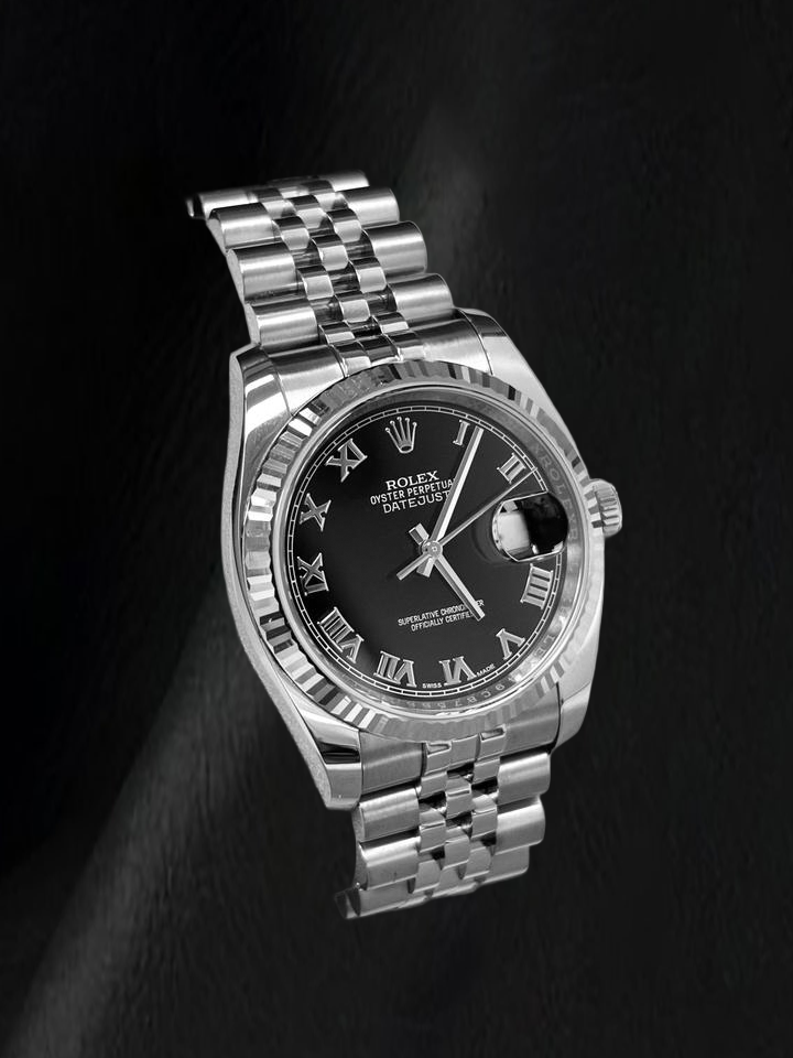 Rolex Datejust 116234 36mm Black Roman Dial Stainless Steel Watch